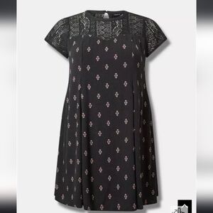 TORRID Mini Washable Gauze Lace Yoke Trapeze Dress